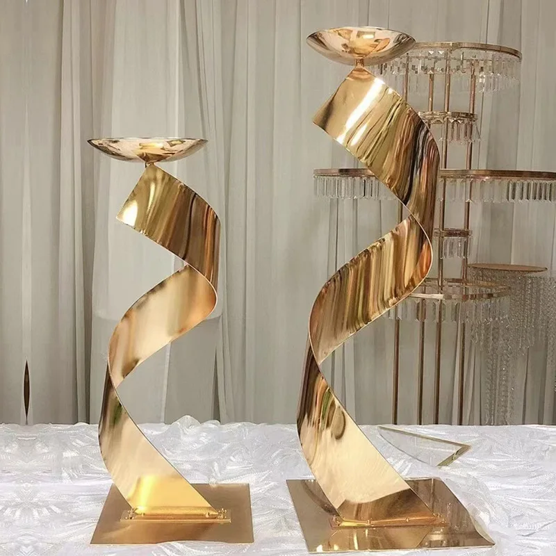 5 PCS Gold Flower Road Lead Wedding Table Centerpieces Event Party Vases Home Hotel Decoration
