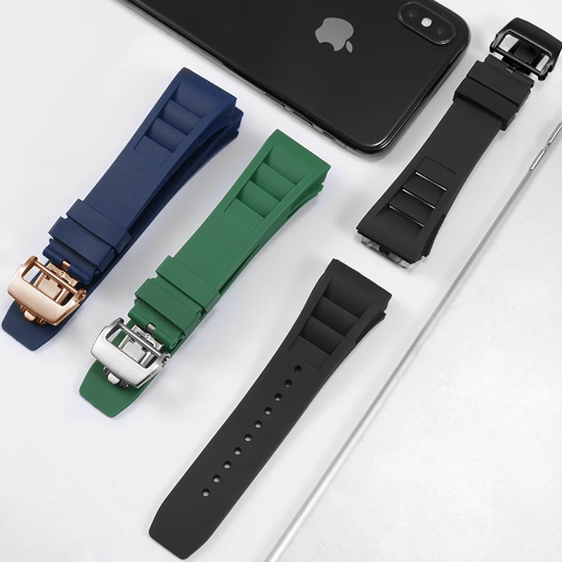 

25mm -20mm Rubber Watchband For Richard Mille strap for RM011 Mille Bracelet watch band