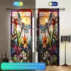 2pcs Stained Glass Dragonfly Printed Curtain - Artistic Home Decoration Curtains, All Season Decorative Curtains 5