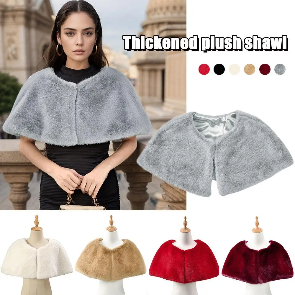 Fashion Faux Fur Shawl Wrap Formal Party Shawl Wedding Dress Code New Women Faux Fur Thermal Cape Coat Party Clothing Warm Wear