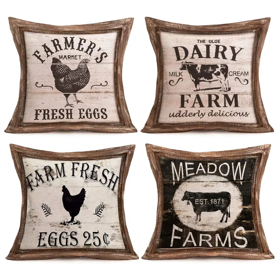 Federa Decorativa Per Cuscino 45x45 Cm In Cotone E Lino – Motivo Pelle Di Mucca – Cuscino Per Divano, Letto E Arredo – Con Cerniera Invisibile