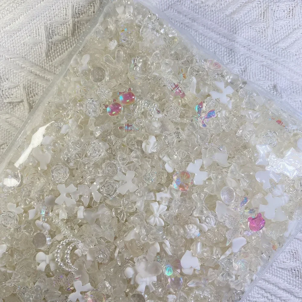 

50pcs 3D Mixed Bulk Rhinestones Nail Decorations Nail Art Charms Jewelry Kawaii Heart Bow Design Manicure Accessories Wholesale