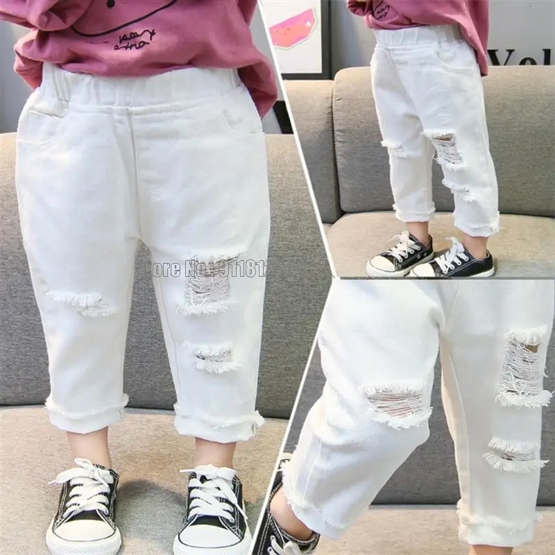 Jeans Toddler Boys Girls Ripped Jeans Pants Spring Autumn Jeans Kids Casual Style Clothes - 4