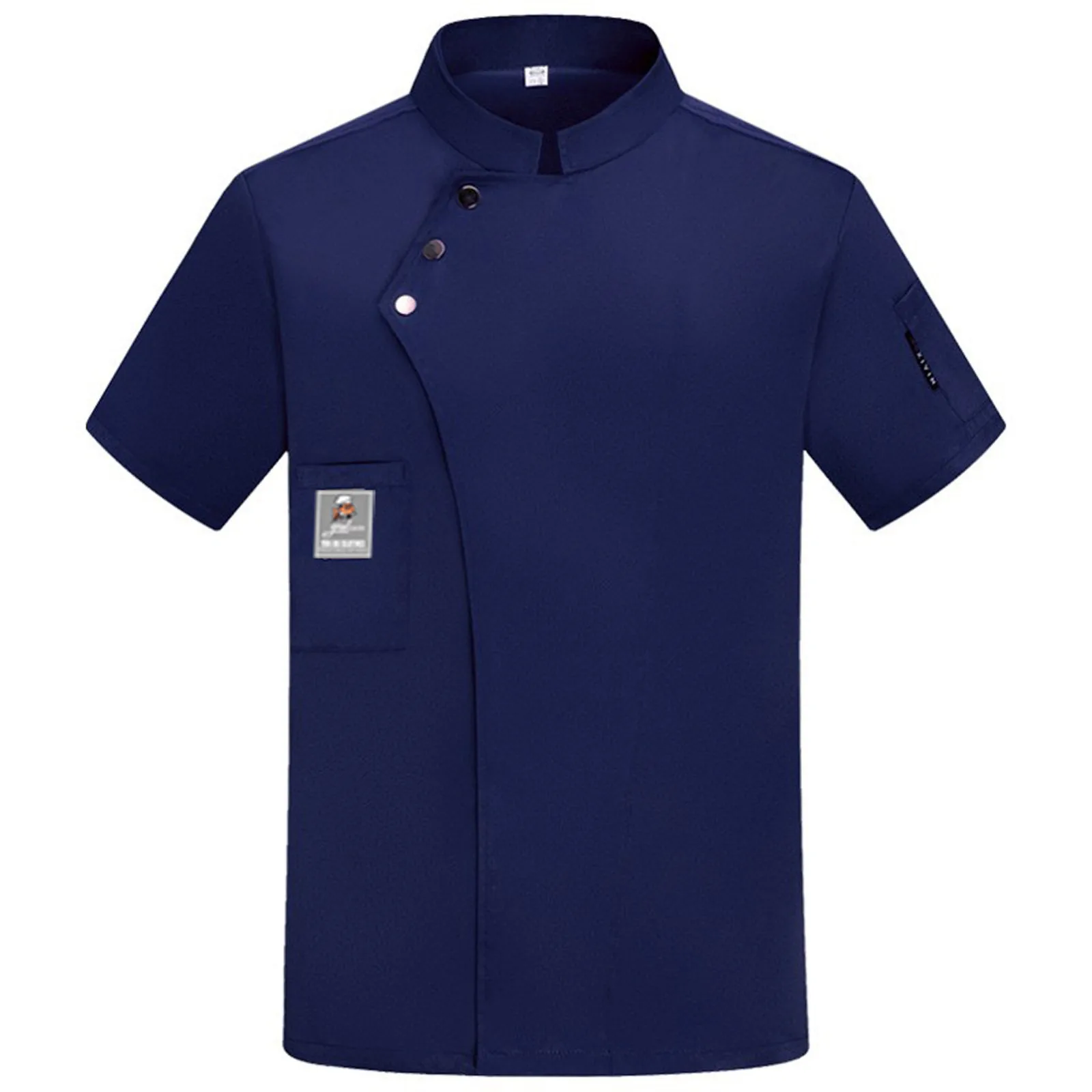 New Fashion Back Kitchen Uniform Top Woman Men Chef Work Clothes Grill Restaurant Cafes Catering Short Sleeved Uniform Top