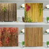 Chinese Style Green Bamboo Series Shower Curtain Set Waterproof Home Bathroom Decor Curtains With Hook Popular Bath Accessories 1