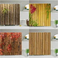 Chinese Style Green Bamboo Series Shower Curtain Set Waterproof Home Bathroom Decor Curtains With Hook Popular Bath Accessories 1