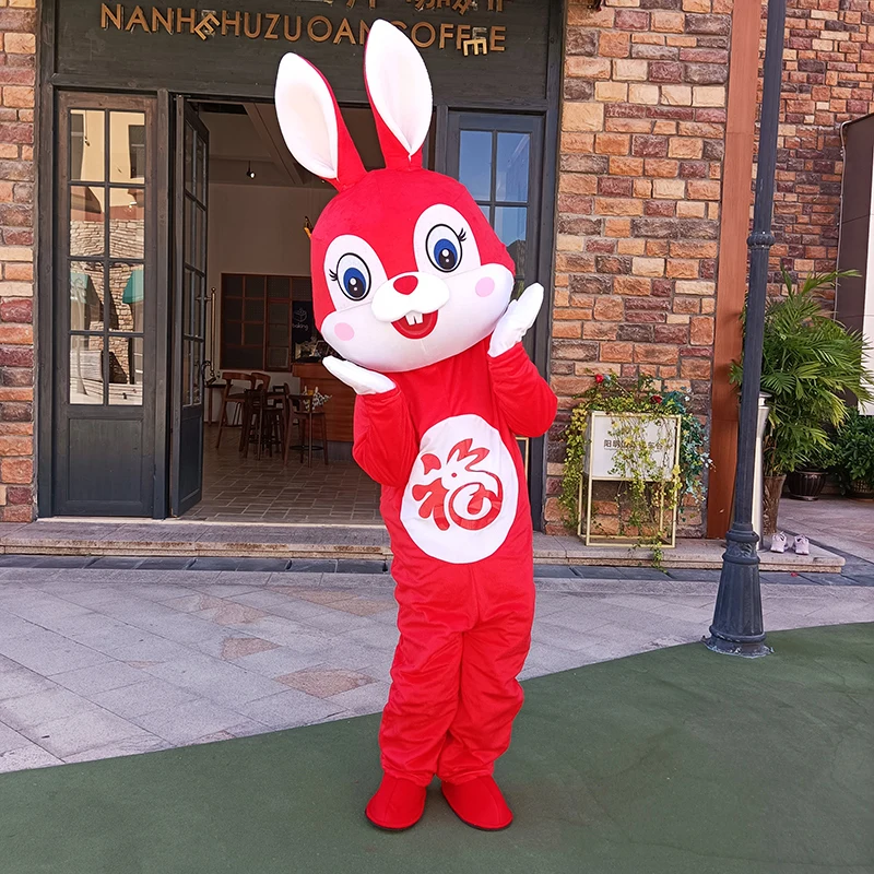 

Red Rabbit Cartoon Doll Costume Walking Performance Props Year of The Rabbit Mascot Large-scale Event Performance and Costume