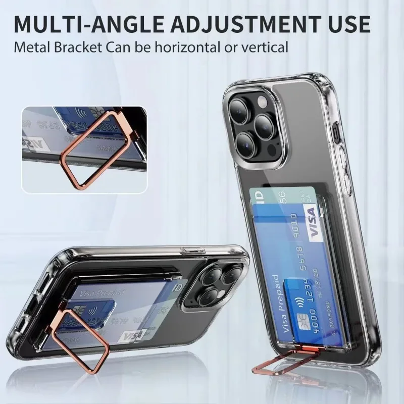 Magnetic Clear Card Holder Wallet with Kickstand and Strong Magnet Slot