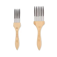 ArtSecret 1 pcs Multi-Tooth Comb Paint Bruse for Watercolor Acrylic Oil Pianting Bamboo Handle Art Brushes 1