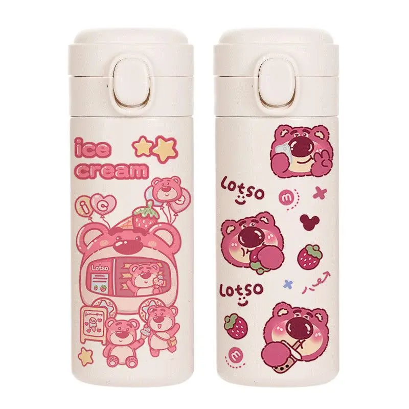 

Cartoon sweet and cute Lotso new girl heart simple creative personality pattern small and portable stainless steel thermos cup