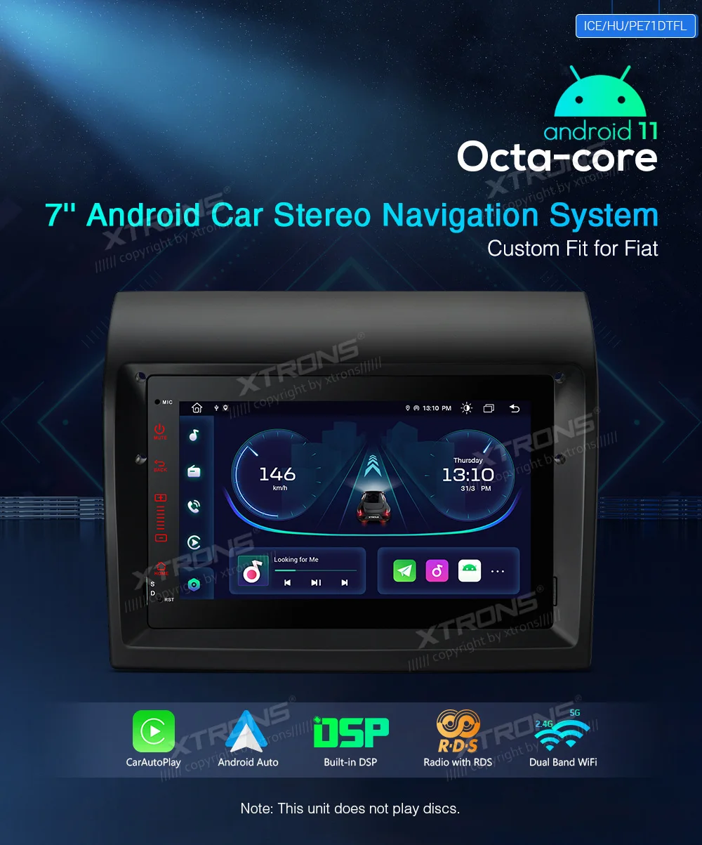 XTRONS 7 Zoll Android 10.0 Autoradio Quad Core 2+32 Auto Multimedia Player Eingebautes DSP CarAutoPlay GPS WI-FI Bluetooth 5.0 für FIAT 500 2016-2020 