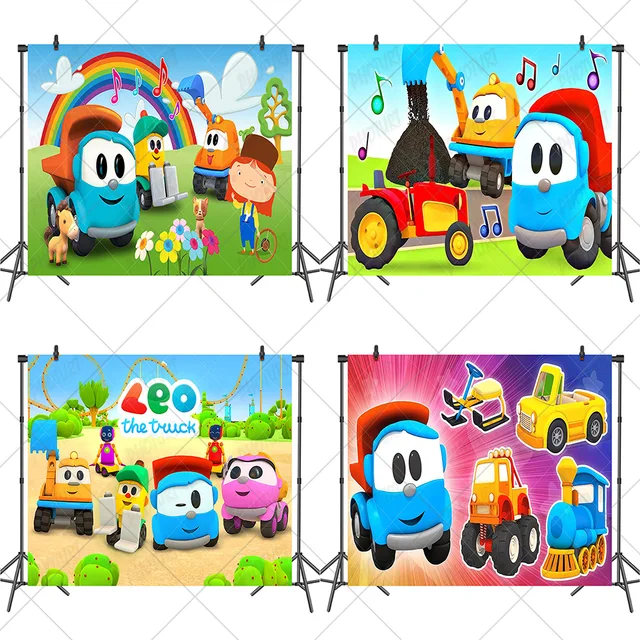 Foturt leo o caminhão pano de fundo do chuveiro do bebê 1st aniversário  brinquedo festa de carro poliéster vinil fotografia banner decoração  adereços - AliExpress