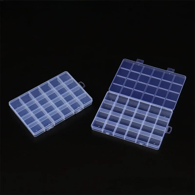 Transparent Fixed With Slot Beaded Anti-string 15-28 Grid Plastic Storage Box Jewelry Classification Parts Division Box