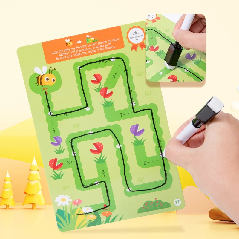 

Children Montessori Drawing Toy Pen Control Training Color Shape Math Match Game Set Toddler Learning Activities Educational Toy