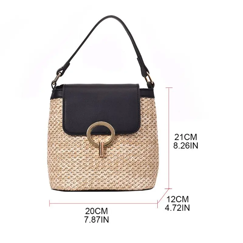 Women Ladies Crossbody Straw Bucket Shoulder Bag Tote Purse Handbag Satchel