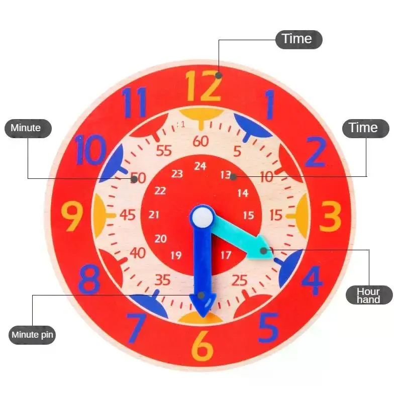 Kids Montessori Wooden Clock Toys Time Learning Teaching Aids Educational Toys For Children Primary School Clever Board Toy 3
