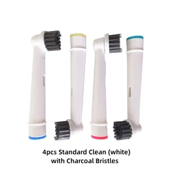 Premium Replacement Brush Heads for Electric Toothbrushes - Advanced Cleaning Action, Pack of 4/8 (4 W with Charcoal)