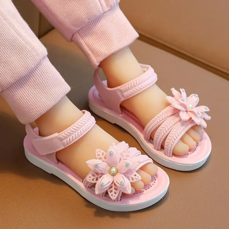Cute Pink White Sandals Flower Decor Open Toe Sandals Kids Girls Breathable Lightweight Sandals Summer Indoor Outdoor Beach 16 S0de236e2f0ba4703882fc9fbe257ecaes