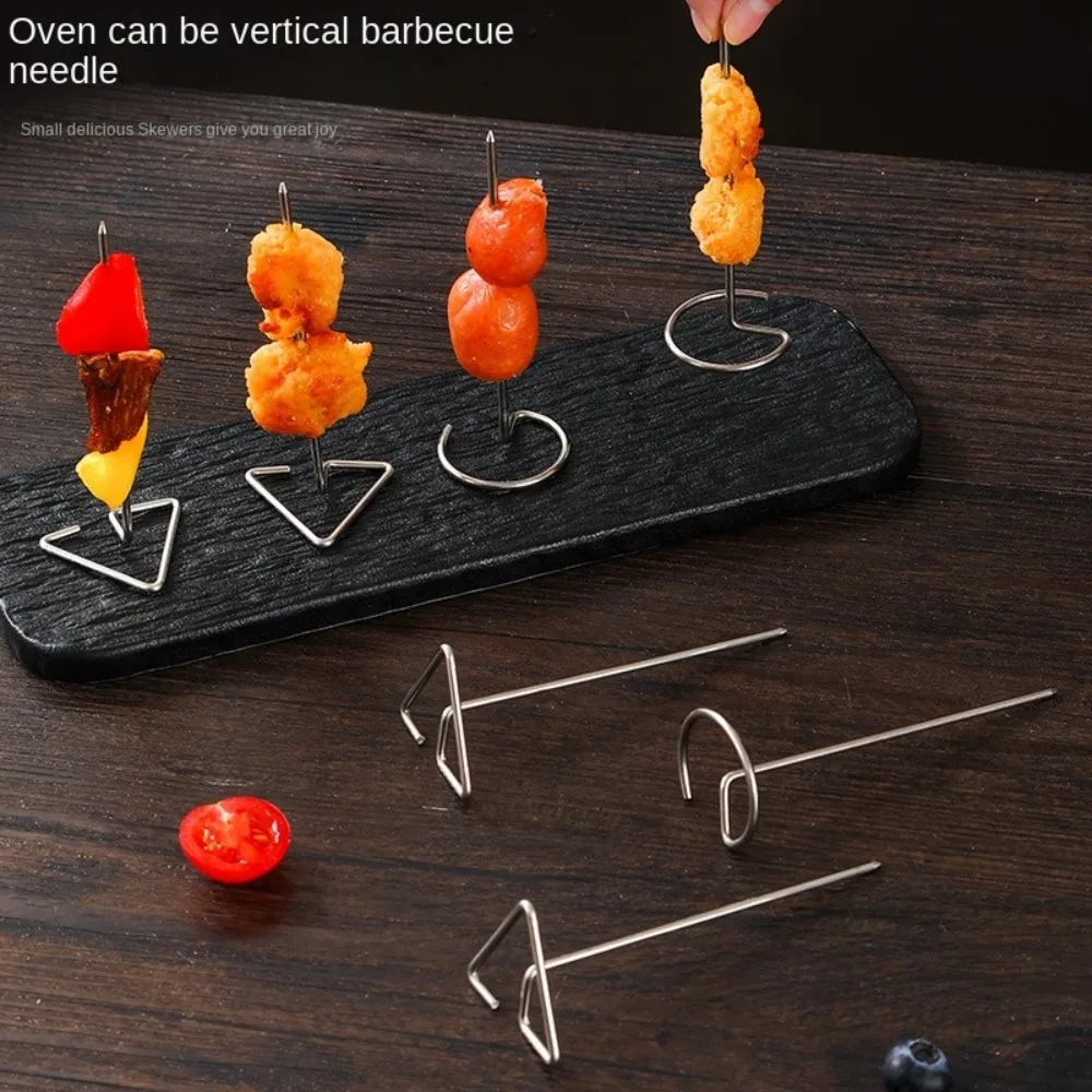 10PCS Portable Barbecue Sticks Reusable Barbecue Accessories Skewers Stainless Steel Baking Sticks Universal Air Fryer