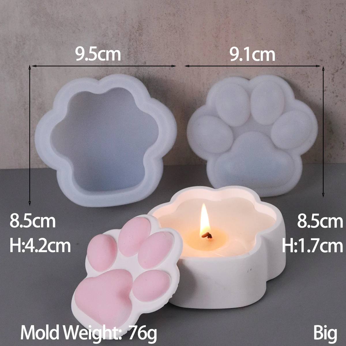 Description Picture 3 of item3D Cat Claw Storage Box Epoxy Resin Silicone Mold Concrete Cement Gypsum Candle Jar DIY Crystal Flowerpot Home Decor Crafts Gift