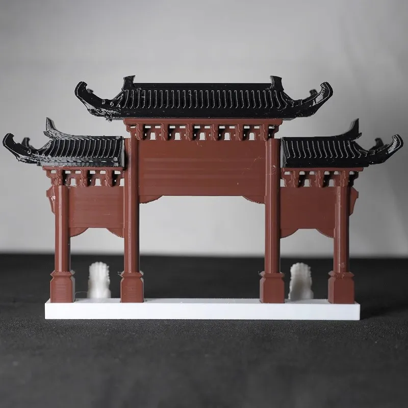 Chinese Archway Landscape Model - Ancient Style Miniature Pavilion, Rockery, Pond for Aquarium, Bonsai, Zen Garden Decor