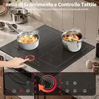 Индукционная варочная панель NOXTON, 4 зоны с 2 комбинированными зонами, 60 см, встроенная с усилителем, таймером, предохранительным замком, 2,2 В, 7200 Вт, без вилки — изображение 6