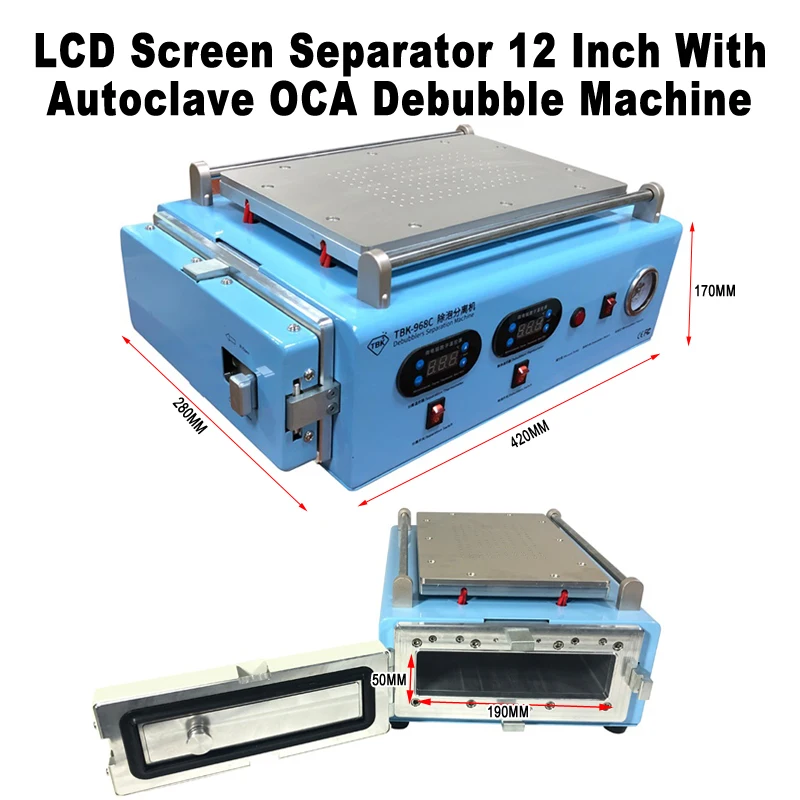 

2 in 1 LY TBK 968C LCD Screen Separator 12 Inch With Autoclave OCA Debubble Machine Built-in Vacuum Pump For Mobiles Tablets