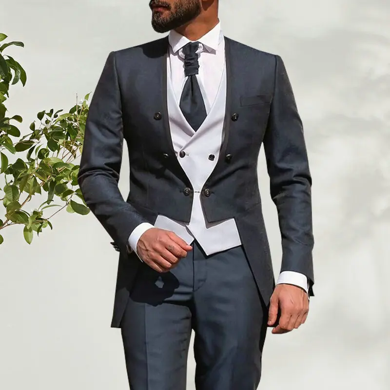 Wedding Suit For Men Custom Made 2023 Morning Dinner Party Tailcoat 3 Piece Men Slim Fit Suit Royal Blue Groom Tuxedo Bridegroom
