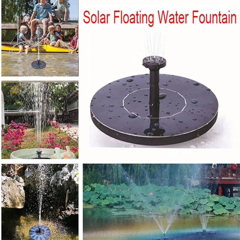 1W Mini Solar Floating Water Fountain Pump With Solar Panel Nozzles For Outdoor Garden Swimming Pool Bird Bath Pond Fish Decor