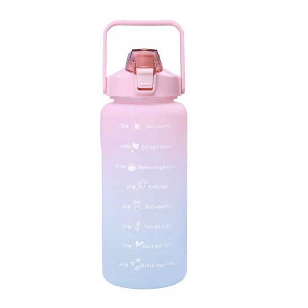 2L large capacity Water bottle With Straw High Quality plastic Gradient Color Water Cups Outdoor drinking kettle Sports Bottle cheap glassware Drinkware