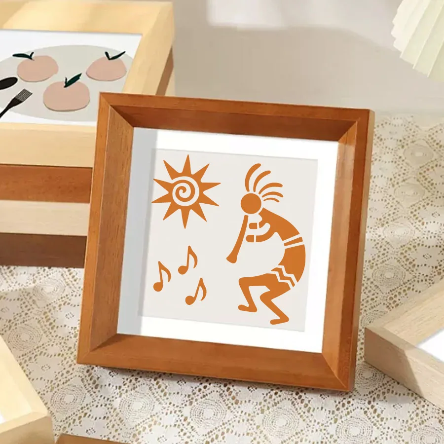 1 セット A4 & 6 インチ ココペリ ステンシル 絵画用 – トライバル