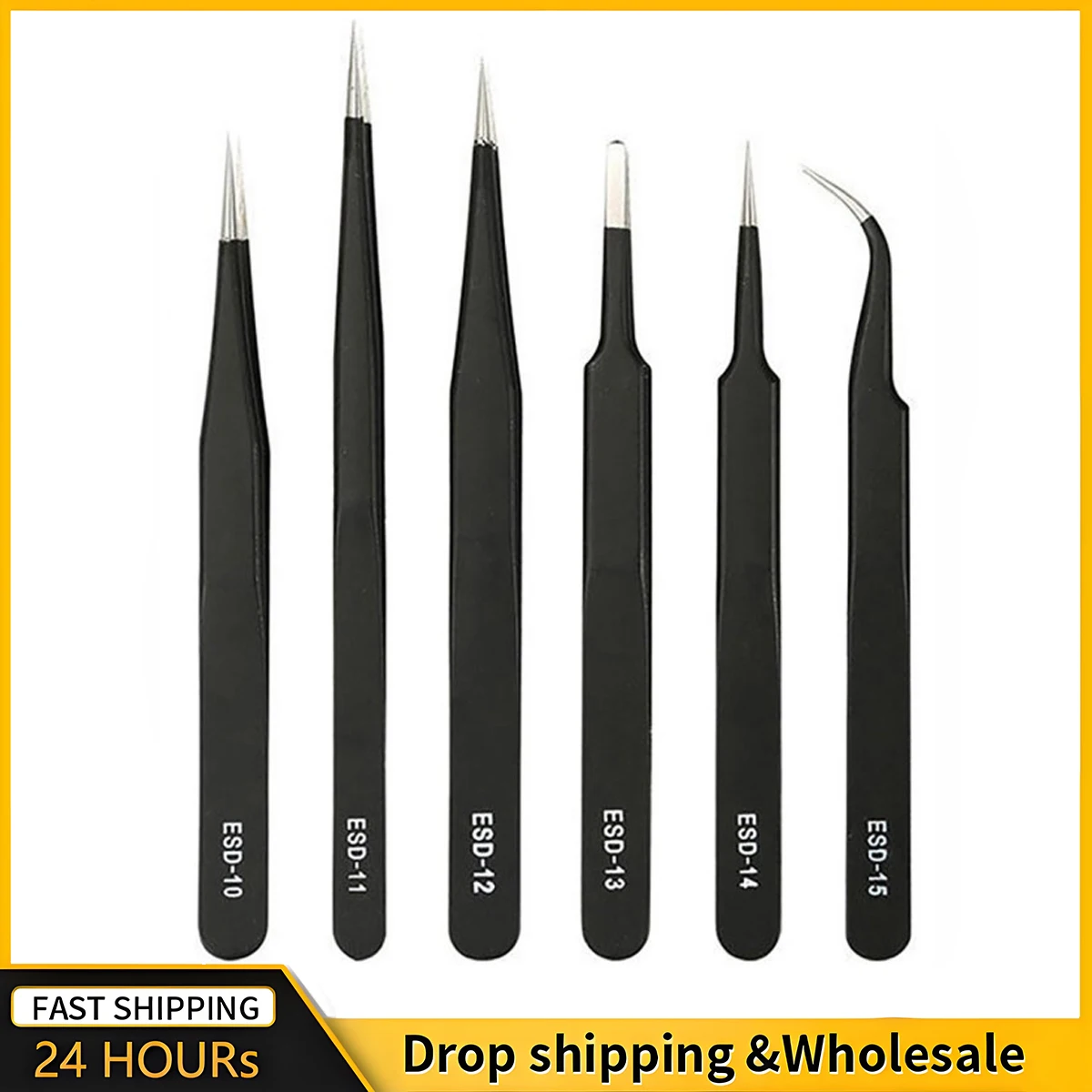 Precision Tweezers 2/6pcs Precision Tweezers Set ESD Anti-Static Stainless Steel Tweezers Repair Tools for Electronics Repair Soldering Craft Tools,precision tweezers,esd anti static tweezers,soldering tweezers