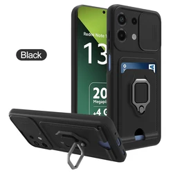 Luxury Magnetic Card Slot Phone Cover with Camera Protection and Push Window Design for Note 11-Note 11S 4G (Black)