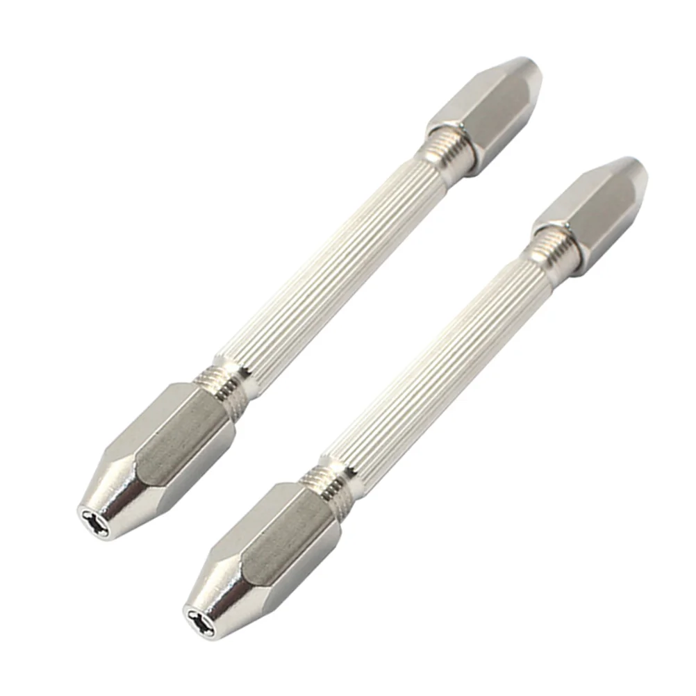 2 Pcs Hexagonal Double Ended Hand Drill Pin Vise Mini Bit Holder Brass High Speed Watch Repair Tool Ergonomic Non Grip For 4