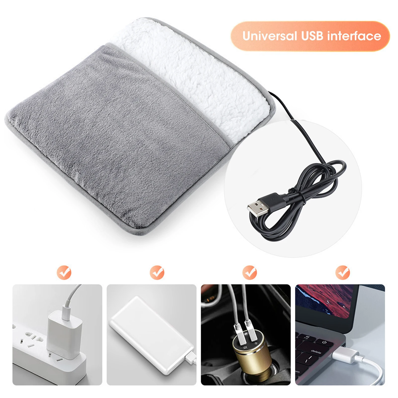 1/2/5PCS USB Heating Pad Winter Electric Foot Heated Mat Household Foot Warming Heater Household Washable Soft Plush Warmer