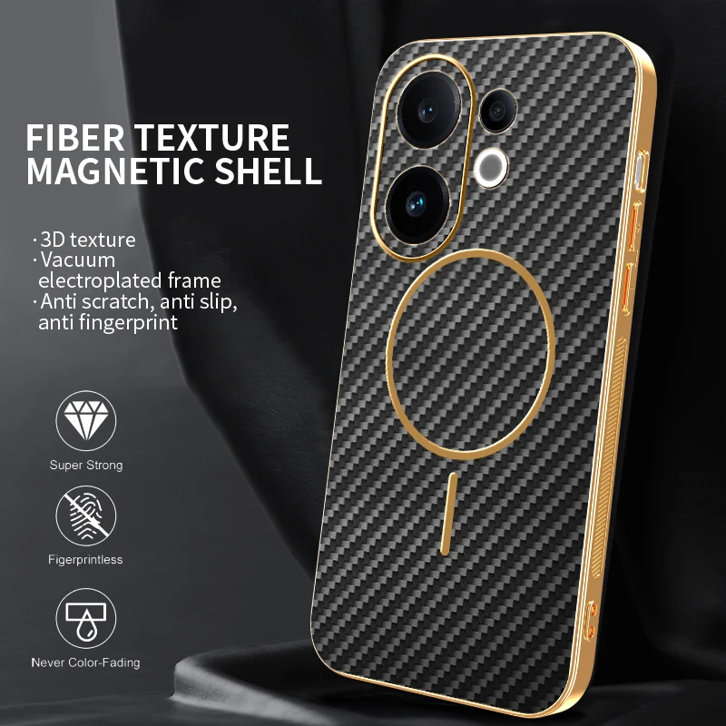 Sleek Carbon Fiber Magnetic Case with Wireless Charging Compatibility