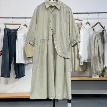 브랜드 할인 쇼핑몰 철수 여성 의류 태그 잘라 디자인 예술적 한국 불규칙한 느슨한 캐주얼 셔츠 원피스