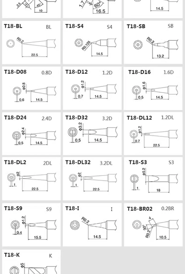 T18 Lötspitze für HAKKO FX-888 FX-888D FX-8801 FX-600 bleifreies Eisen Bit Düse Griff Bleistift Schweißen – Detail 11