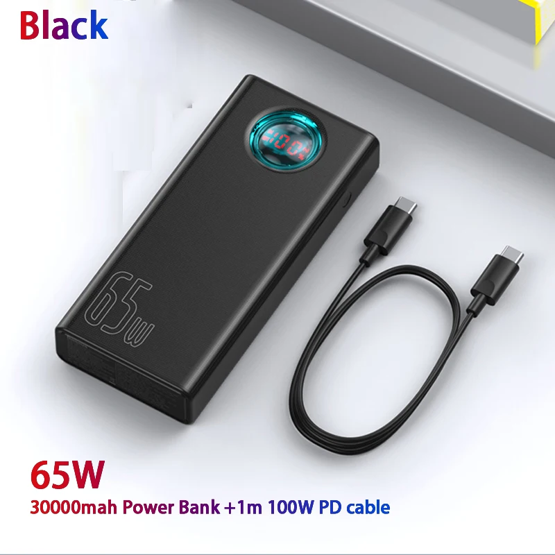 Baseus Power Bank 30000mAh 65W PD3.0 Quick Charging 3.0 FCP SCP Portable External For iPhone 12 13 Laptop Tablet Power bank best portable charger Power Bank