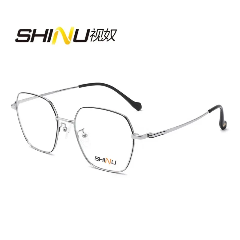 

SHINU luxury brand vintage titanium glasses designer multifocal glasses for men resin lenses anti radiation or cut blue light
