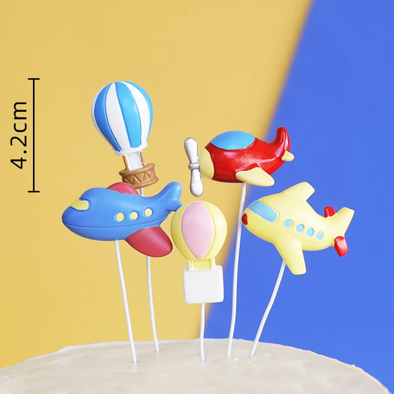 Pilot Themed Cake Decoration Cartoon Red and Blue Flying Airplane Boy Baby First Birthday Party Cloud Balloon Insert Baby Shower party decorations birthday party supplies cake topper cake decorations cake toppers