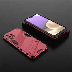 Armor Shockproof Phone Case with Magnetic Holder Stand and Back Cover - Galaxy A52s 5G (Rose red)