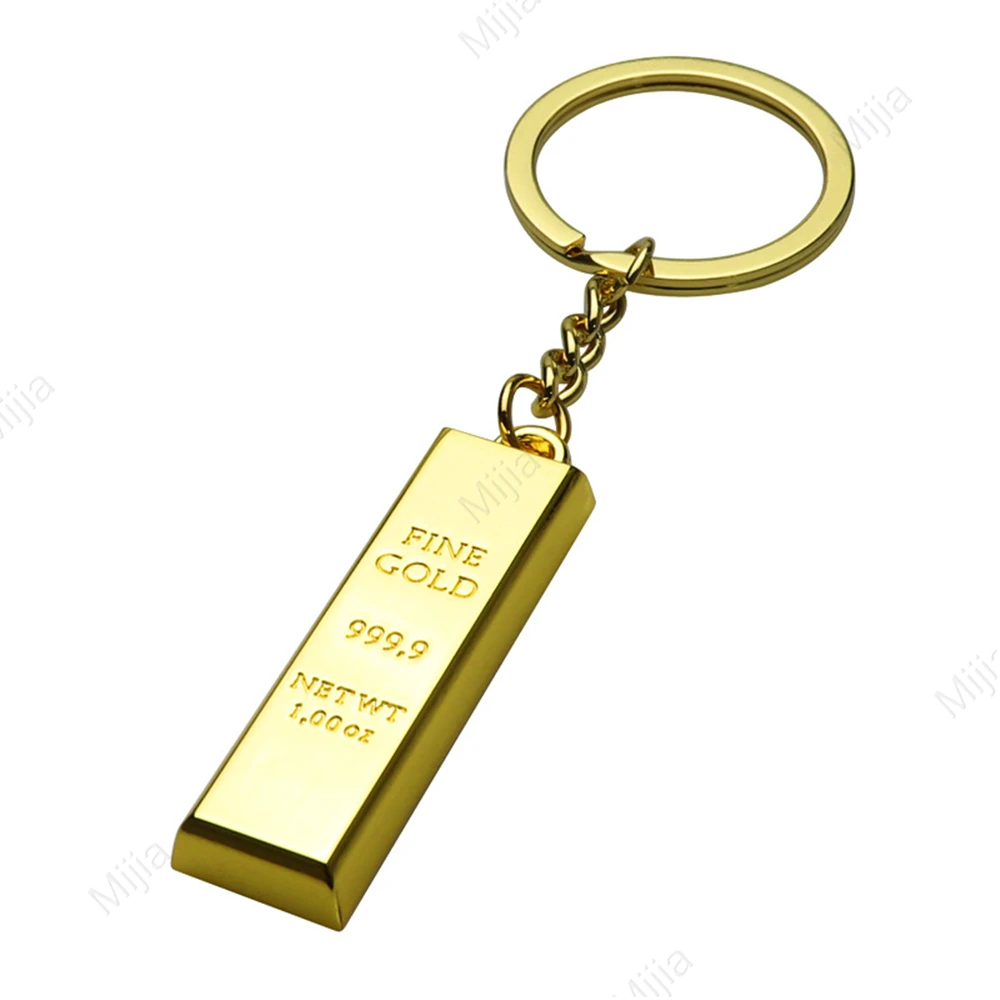 Metal Faux Ingot Bullion Keychain for Women Car Key Chain Bag Charms Gold Plated Artificial Gold Key Rings Gift - Image 6