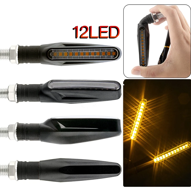 Motorcycle Turn Signal Lights 2PCS Universal LED 12v IP68 Waterproof Amber Flasher Indicator Blinker Rear Lights Lamp Accessories motorcycle turn signal lights