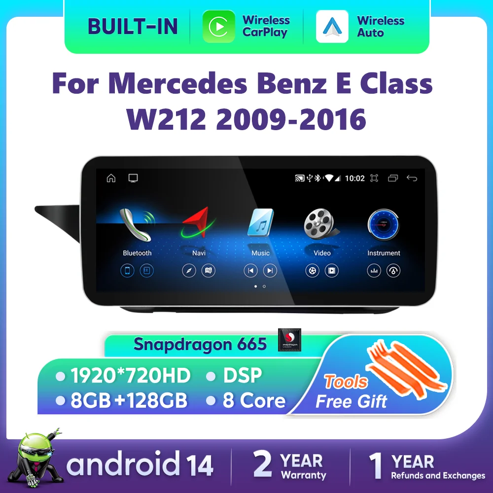 Android 14 Autoradio Für Mercedes E-Klasse W212 2009–2012 – 10,25 Zoll, Qualcomm 8-Kern, CarPlay, Android Auto