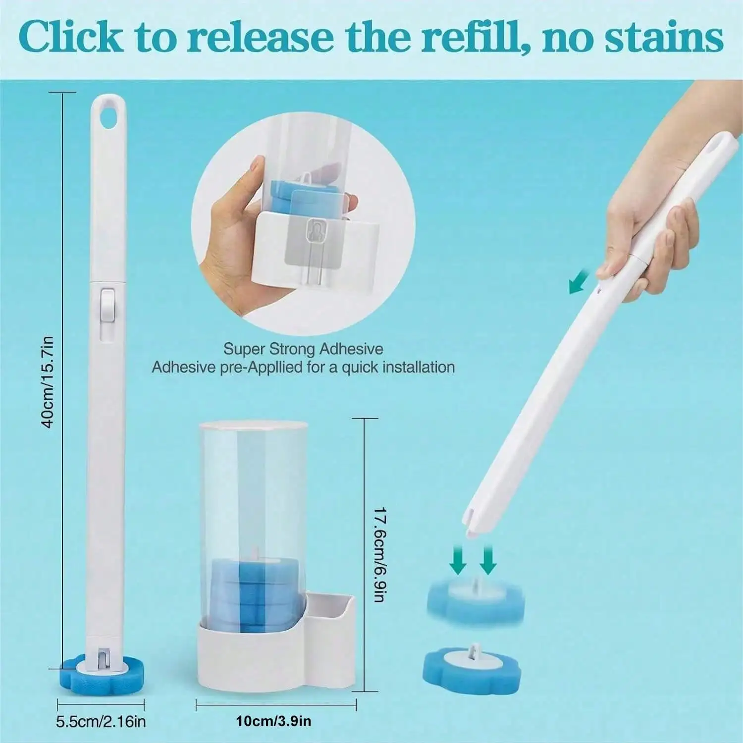 Toilet Brush Disposable Replacement Head Cleaning Kit Toilet Bowl With Refills Long Handle Bathroom Cleaning Tool With Holder 4