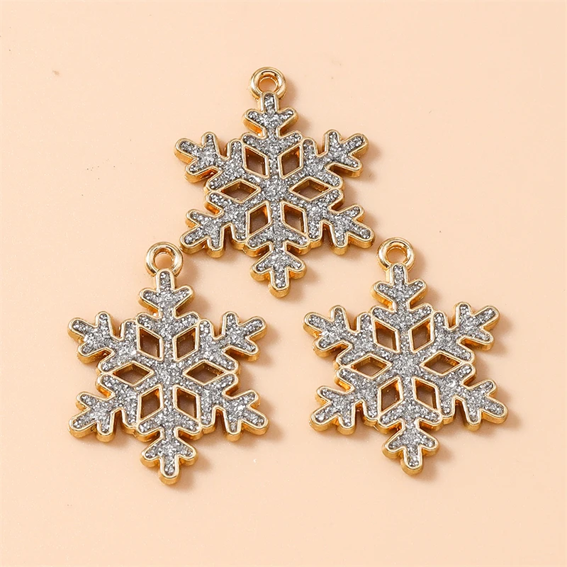 20 Stück 19 x 24 mm niedliche Emaille-Weihnachtsschneeflocken-Charms-Anhänger für Schmuckherstellung, Halsketten, Ohrringe, Armbänder, DIY-Bastelbedarf – Detail 8