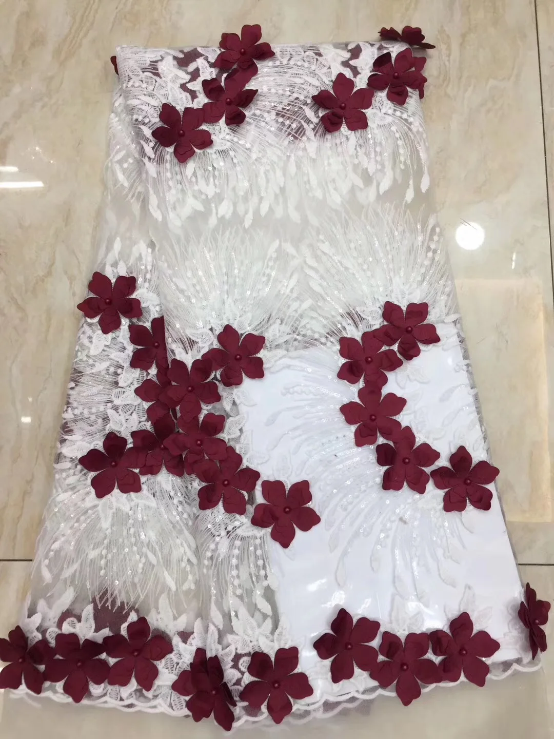 

Purple African Water Soluble Lace Fabric French Tulle Lace Fabric Embroidery French Tulle Lace For Nigerian Evening Party
