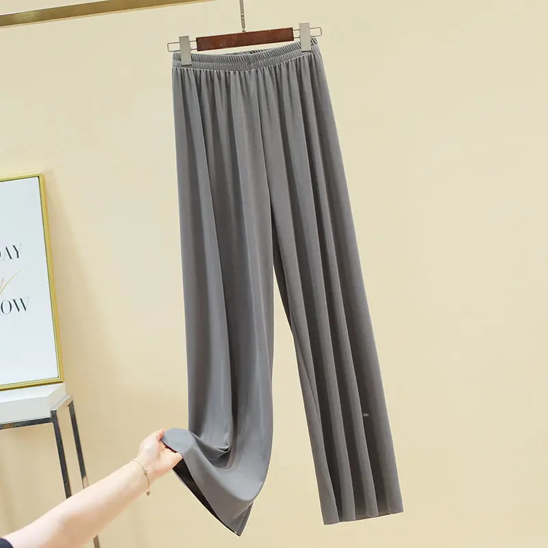 Sommer frauen Hosen Anzug Lose Ice Silk Kühlen Dünne Top Breite Bein Hosen Homewear Casual Einfache Sexy Pjs frauen Pyjamas Nachtwäsche – Detail 16