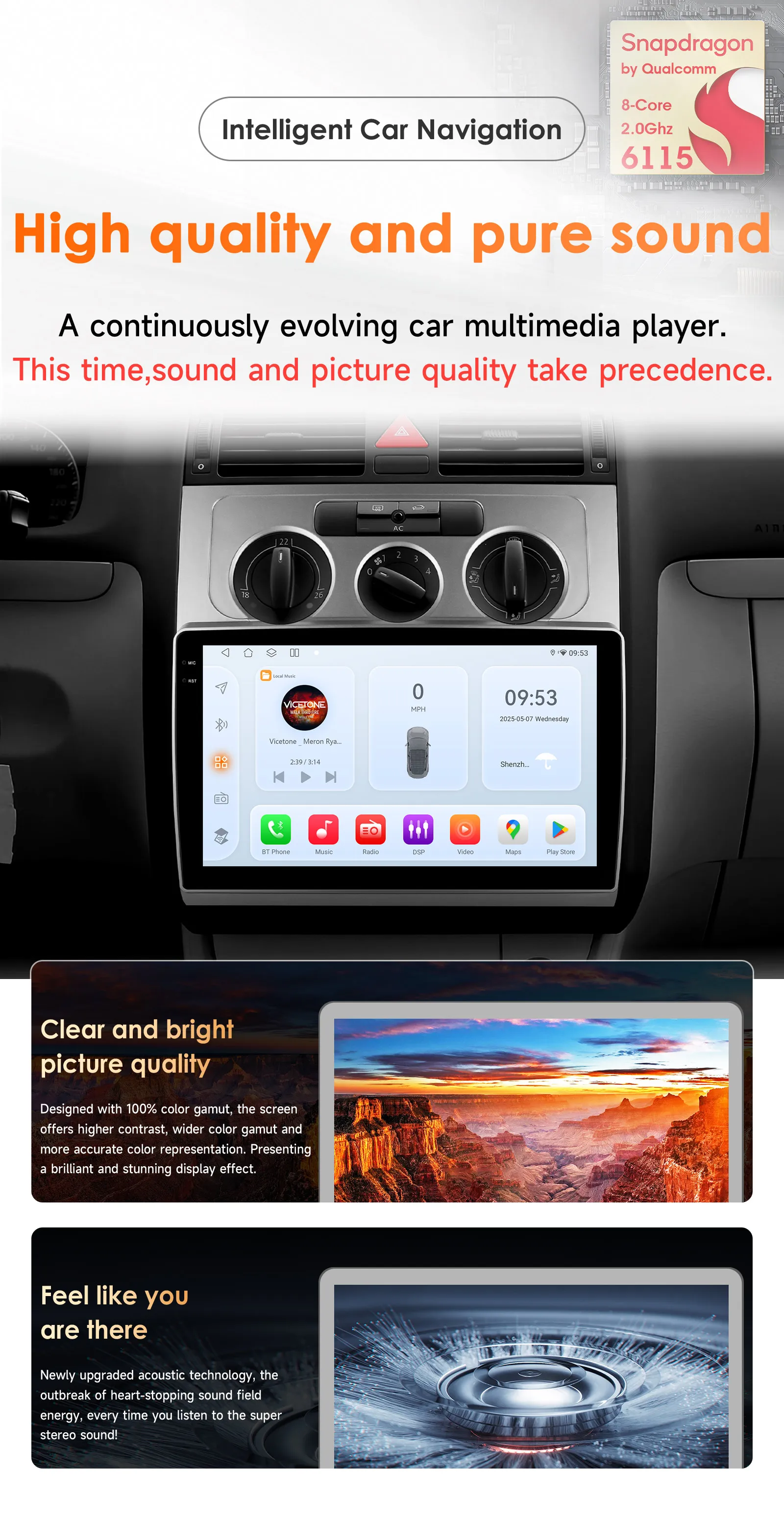Hizpo Autoradio Intelligente intelligente Systeme für Volkswagen Touran 1 2003–2010 CarPlay Android 14 Auto Nr. 2 DIN 2DIN DVD 8 Core – Detail 4